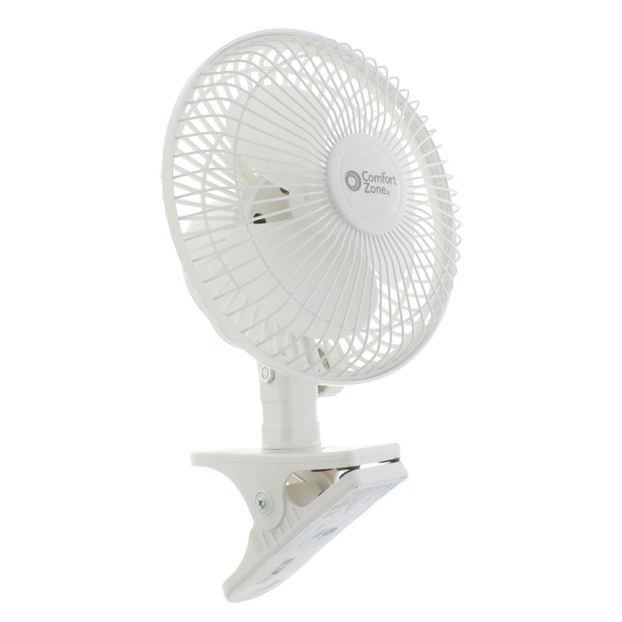 Comfort Zone CZ6C 6” Quiet 2-Speed Desk Fan with Clip Mount